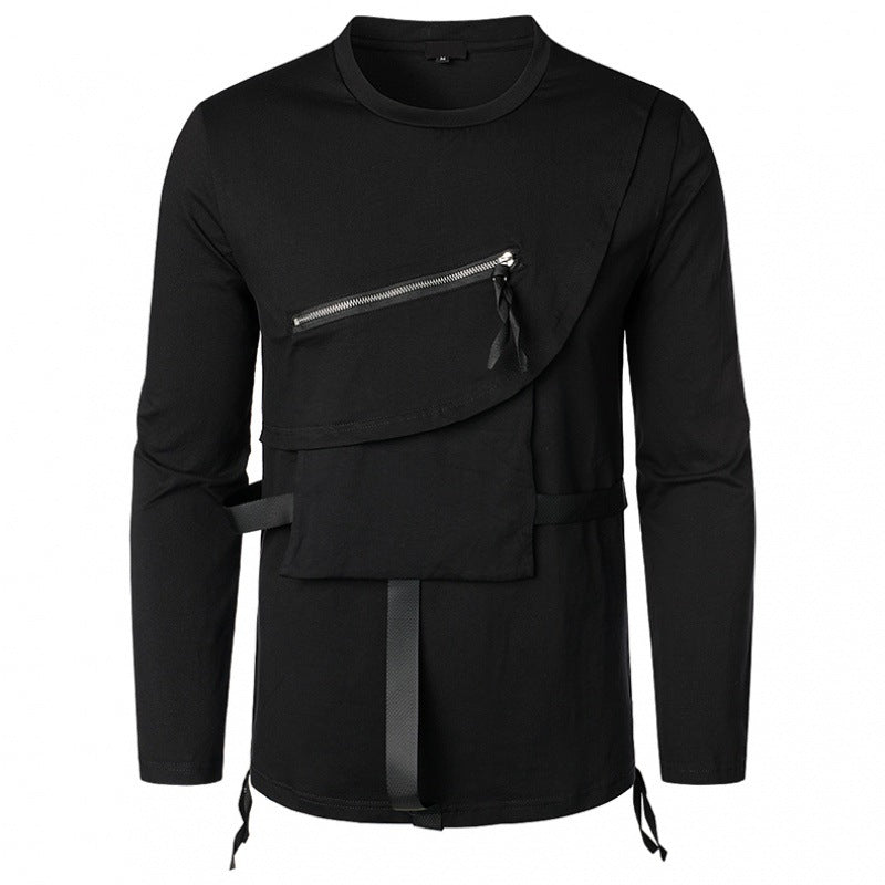 Dark Autumn Personalized Work Clothes Round Neck Bottoming Shirt Long Sleeve T-shirt Men
