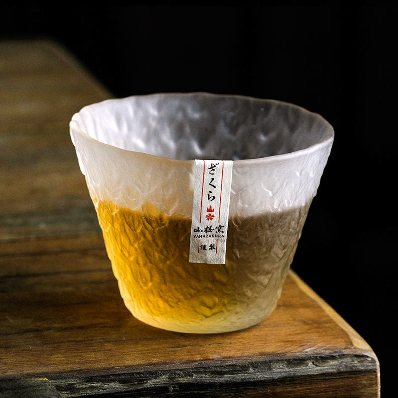 Whiskey Glass Japanese Style Edo Hand-carved Flower Craft