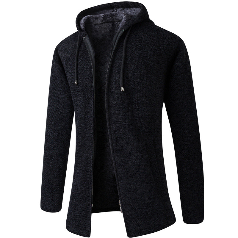 Windbreaker mid-length hooded casual jacket
