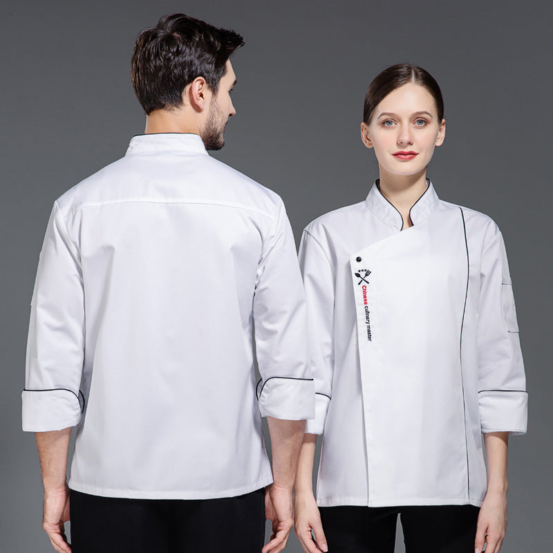 Creative Solid Color Printing Chefs' Work Clothes For Men