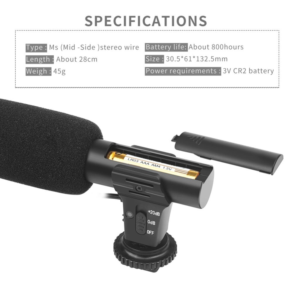 Digital Video Recording Microphone Stereo Camera Mic
