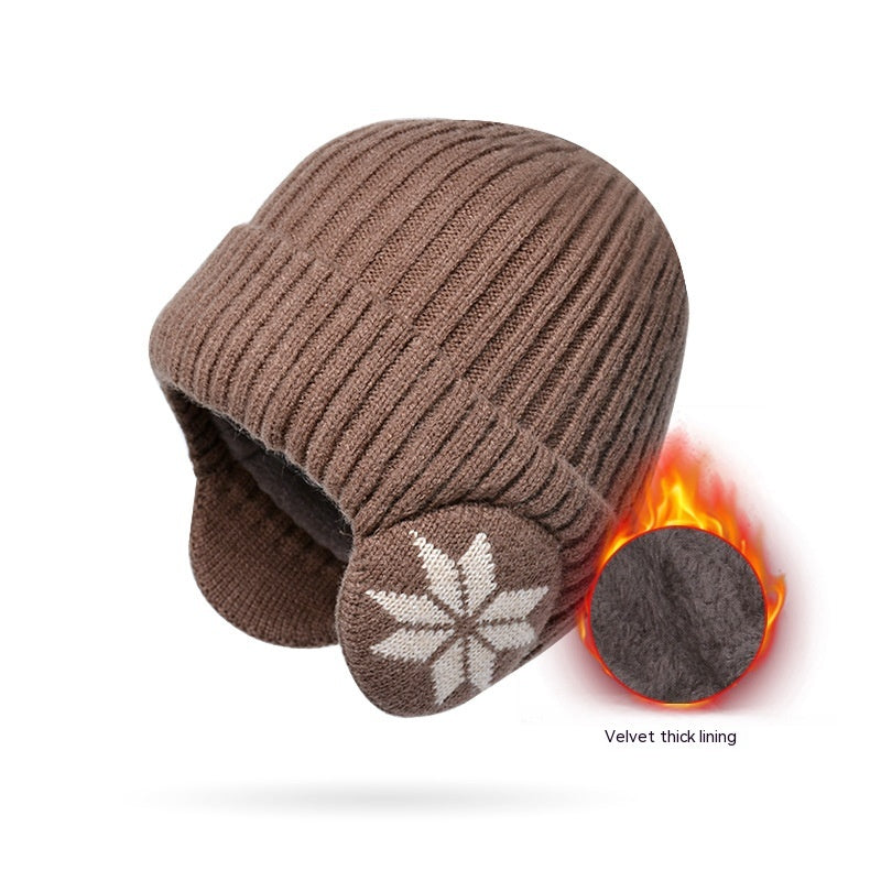 Thermal Knitting Woolen Cap Men's Fleece-lined Thickened