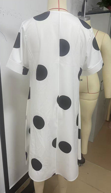 Black And White Polka-dot Midi Dress