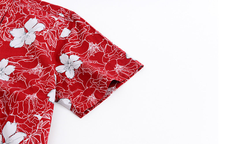 Printed short-sleeved shirt men's European beach