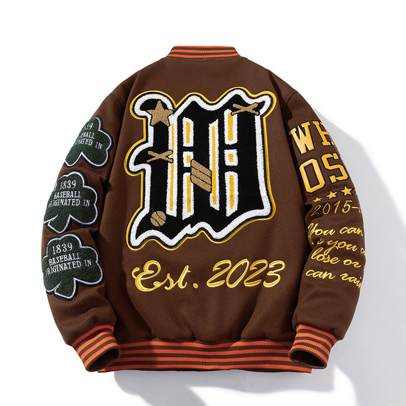 Men And Women Thickened Towel Fleece Hip-hop Tweed Baseball Jerseys