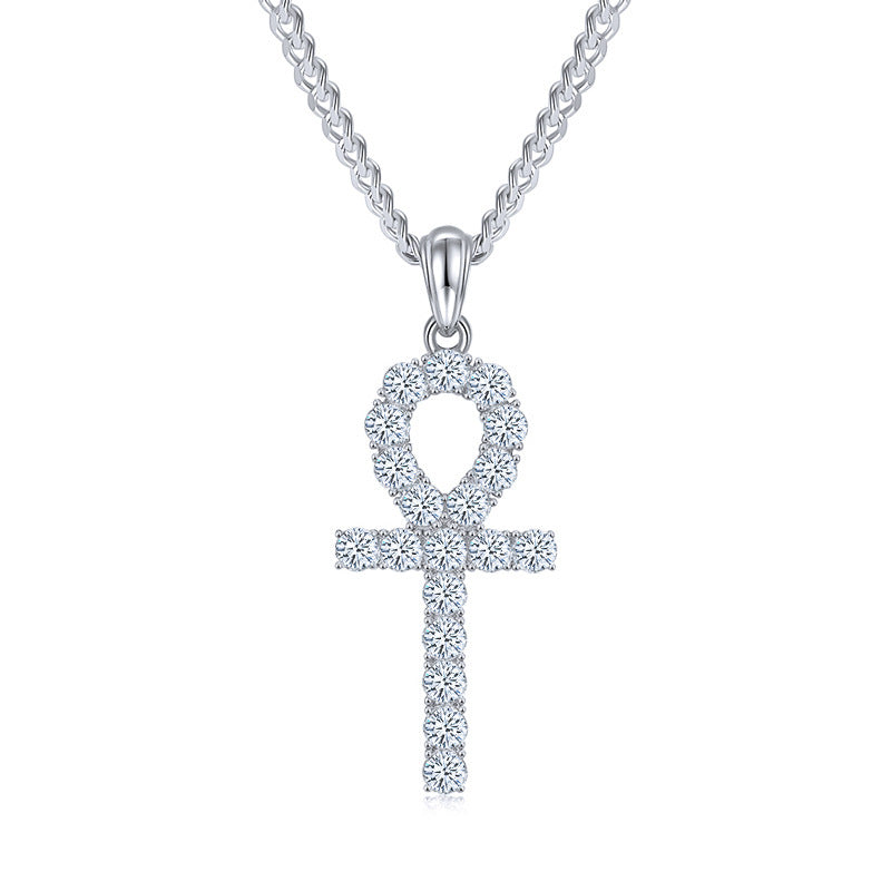 Moissanite Cross Necklace Sterling Silver Gold Plated