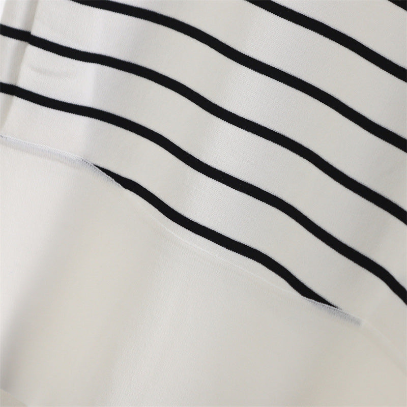 Right-angle Shoulder Sleeveless Striped Ice Silk Round Neck Vest Top Sweater