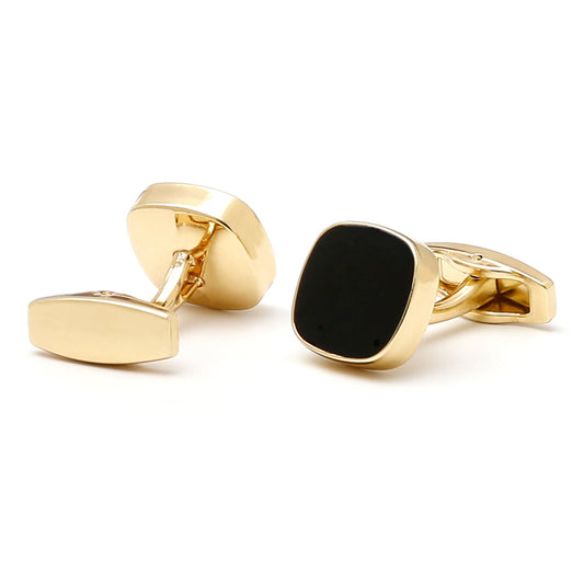 Men's Cufflinks ‘ New Classic Simple Inlaid Black Square Gold Shirt Cufflink Buttons