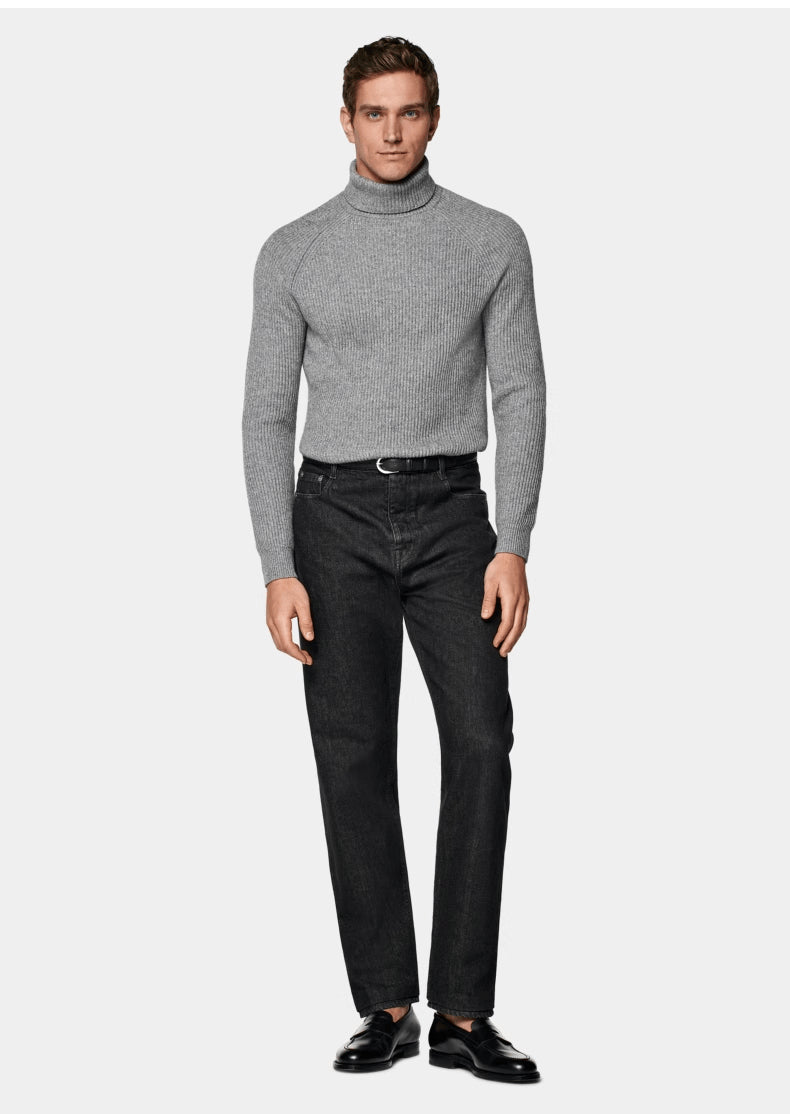 Cashmere Men's High-neck Knitted Sweater Fashionable Pullover