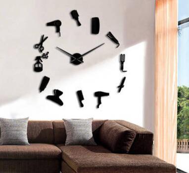 Barber Shop Hair Tools Oversized DIY Wall Clock