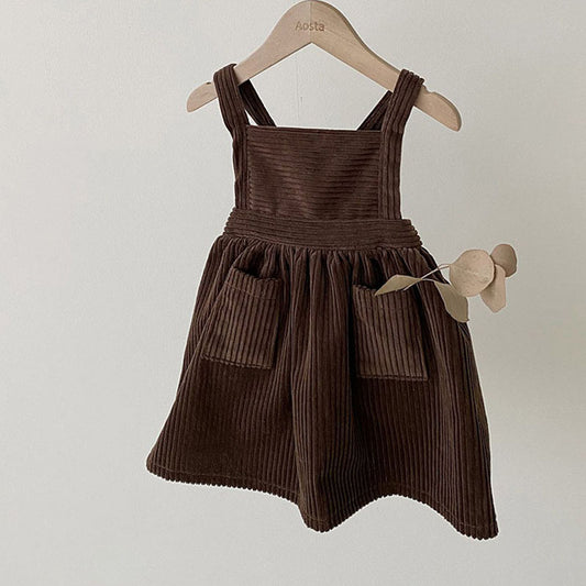 Corduroy Dress Baby Girl Mori Artistic Vest Dress