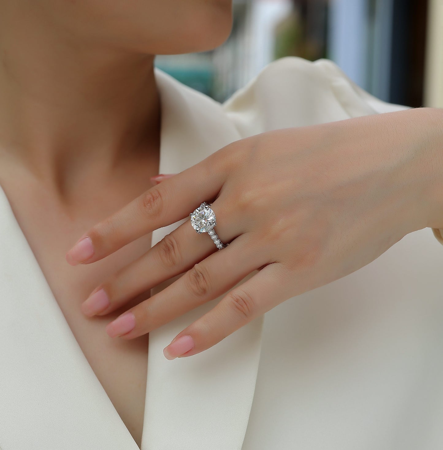 Affectionate And Tender - A Fashionable And Luxurious Jewelry Piece Set With 5-carat Moissanite S925 Sterling Silver And Platinum-plated Diamond