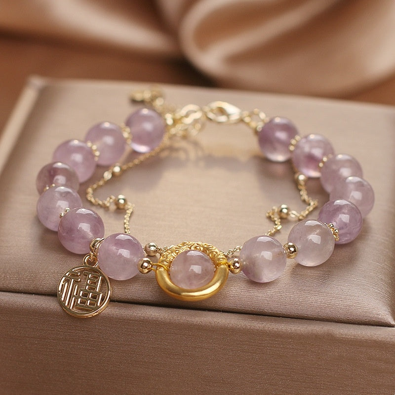 Natural Amethyst Bracelet Female Bracelet Chinese Fu Character