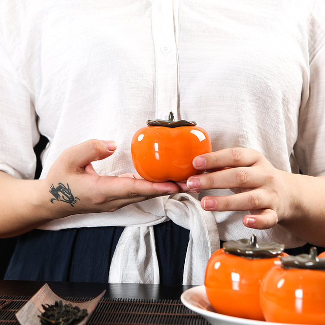 Jingdezhen ceramic persimmon tea pot