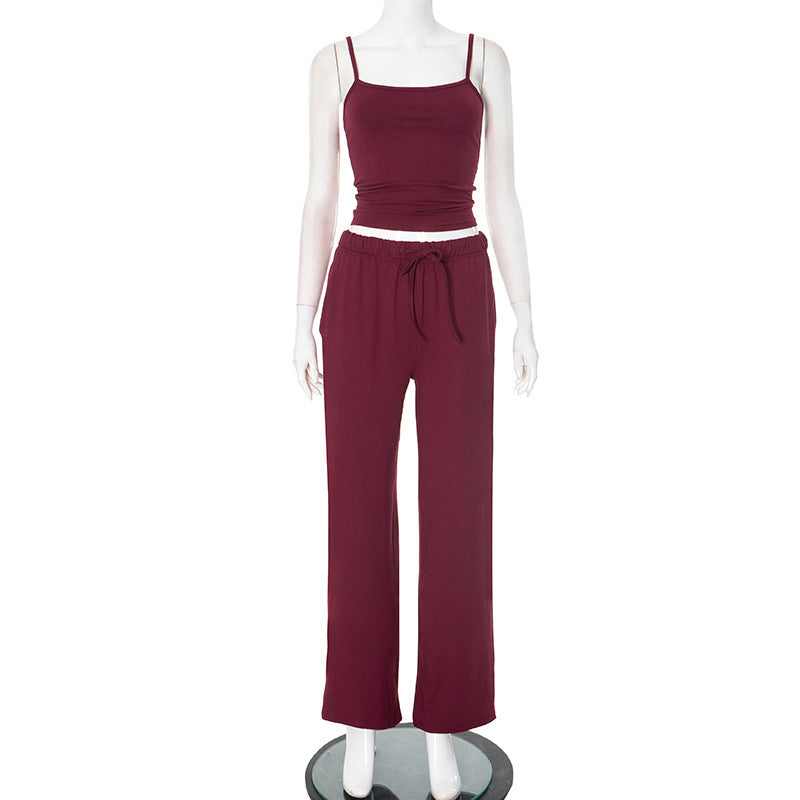 Sleeveless Backless Sexy Suspender Trousers Suit
