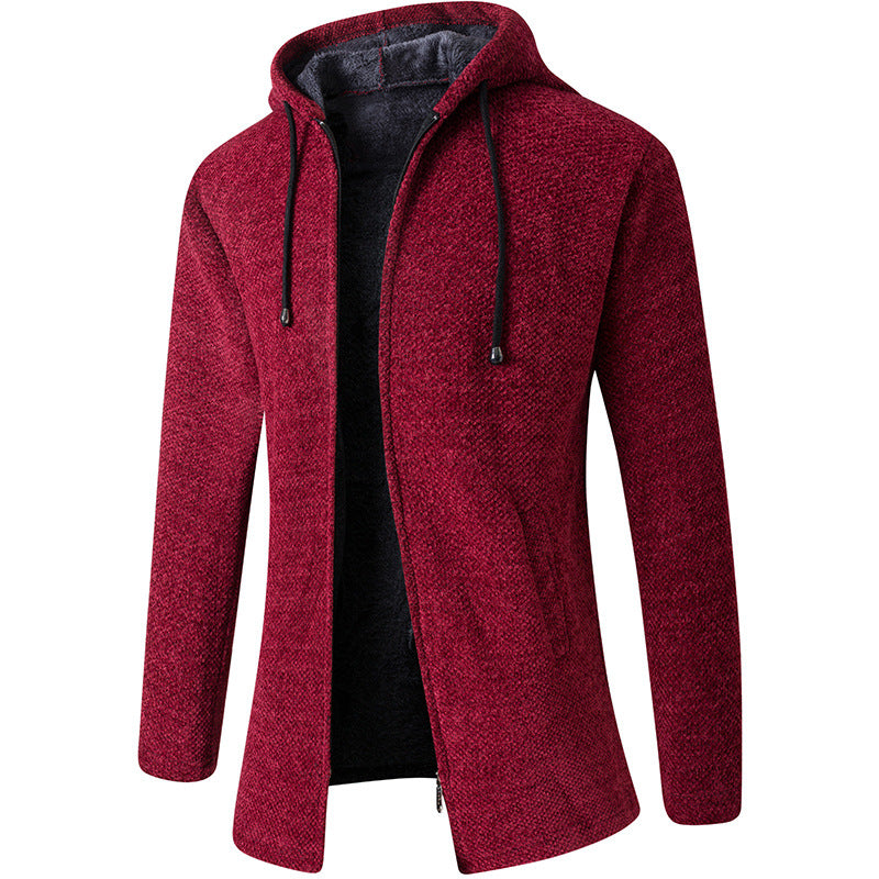 Windbreaker mid-length hooded casual jacket