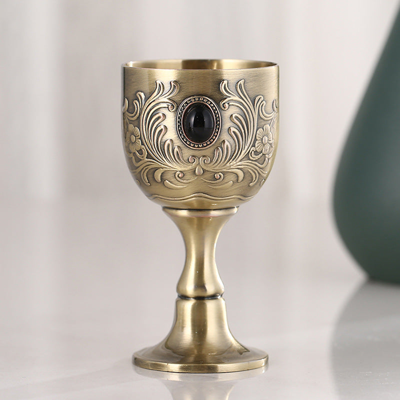 High-end Liquor Glass Creative Retro European Style Spirit Glass Wedding Personality Alloy Small Wine Glass