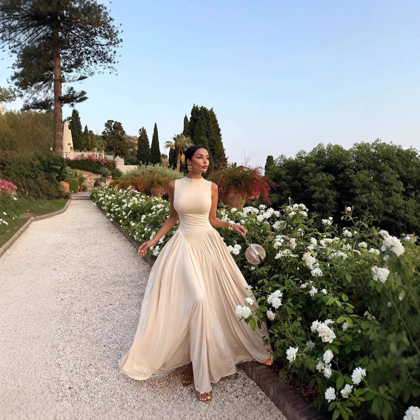 Womens Round-neck Halter-style Sleeveless Dress