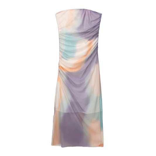 Tube Top Strapless Printed Tulle Dress