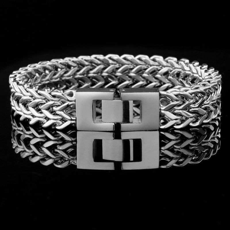 Stainless Steel Bracelet Retro Double Titanium Steel Cuban Link Chain