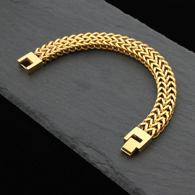 Stainless Steel Bracelet Retro Double Titanium Steel Cuban Link Chain
