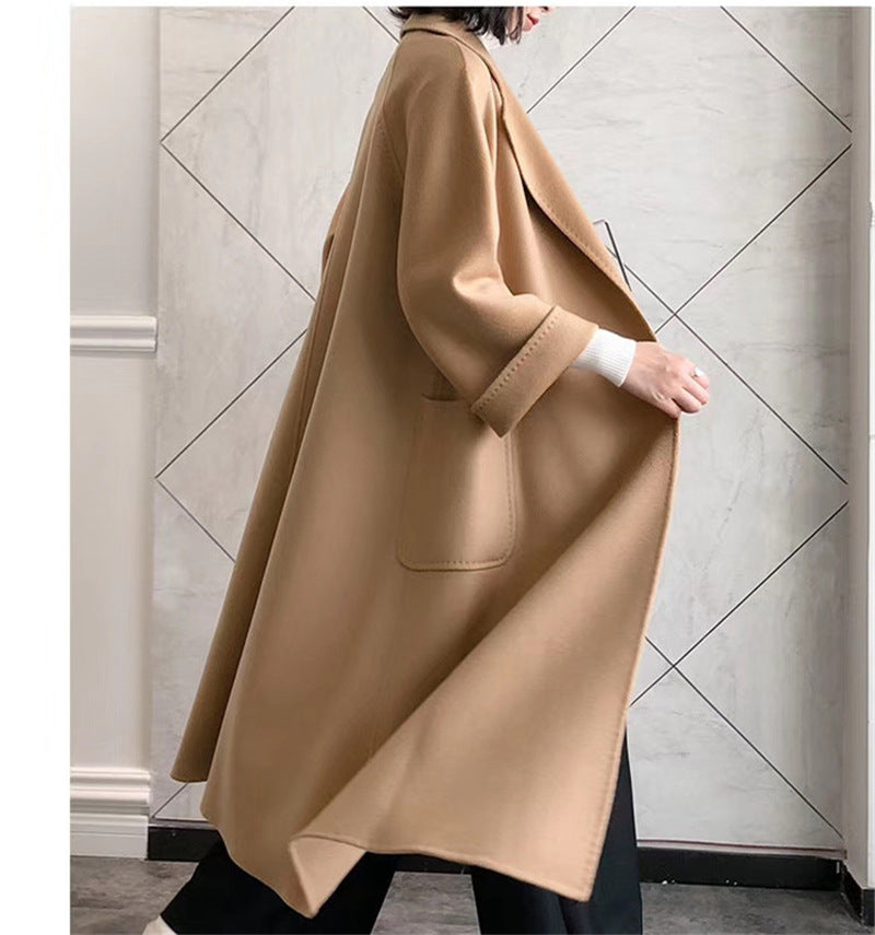 Water Ripple Cashmere Women's Long Reversible Cashmere Coat