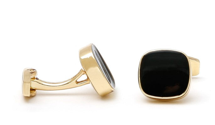 Men's Cufflinks ‘ New Classic Simple Inlaid Black Square Gold Shirt Cufflink Buttons