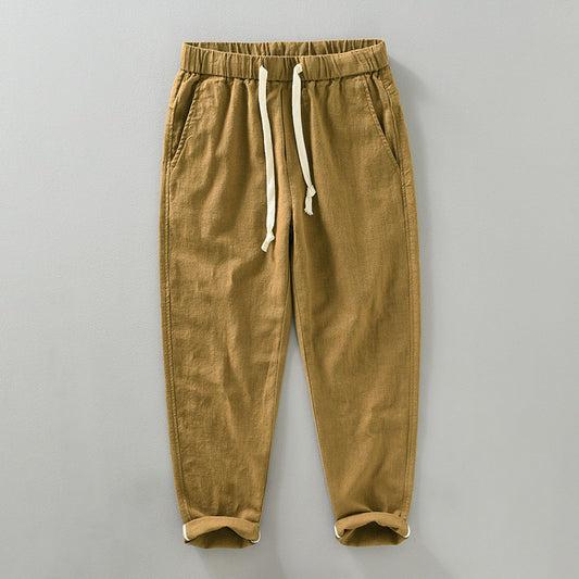 Summer Men's Thin Breathable Cotton And Linen Casual Pants