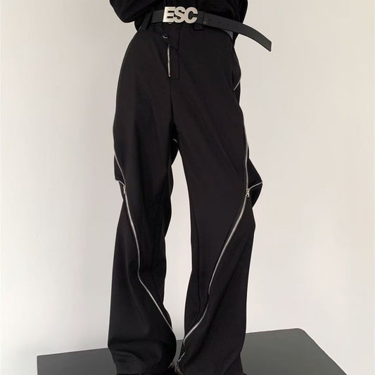 Men's Fashion Zipper Drape Straight Casual Pants