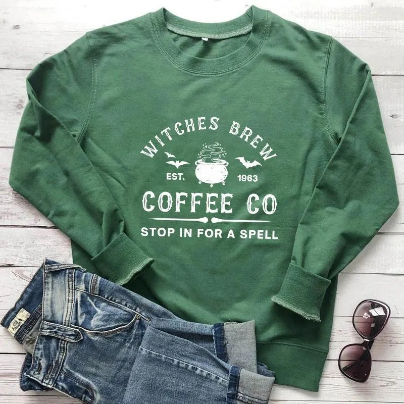 WITCHES BREW Letter 1963 Printed European And American Sweater