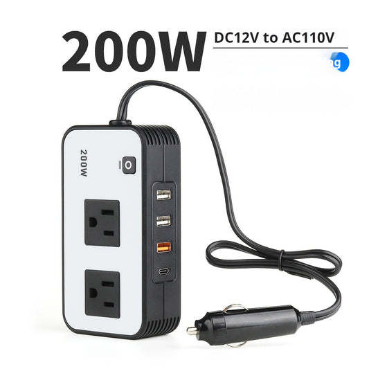 200W Car Inverter DC12V To AC110V Converter QC PD Fast Charge American Standard Socket