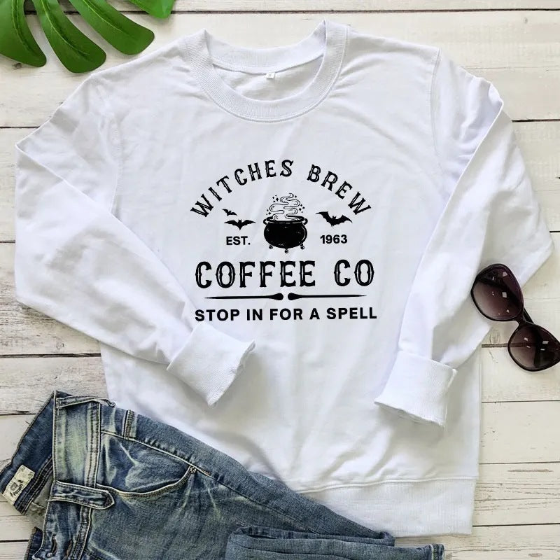 WITCHES BREW Letter 1963 Printed European And American Sweater