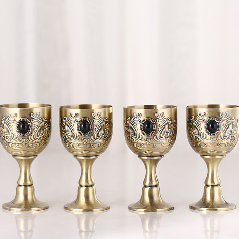 High-end Liquor Glass Creative Retro European Style Spirit Glass Wedding Personality Alloy Small Wine Glass