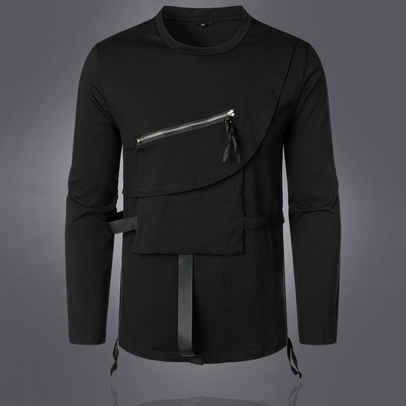 Dark Autumn Personalized Work Clothes Round Neck Bottoming Shirt Long Sleeve T-shirt Men