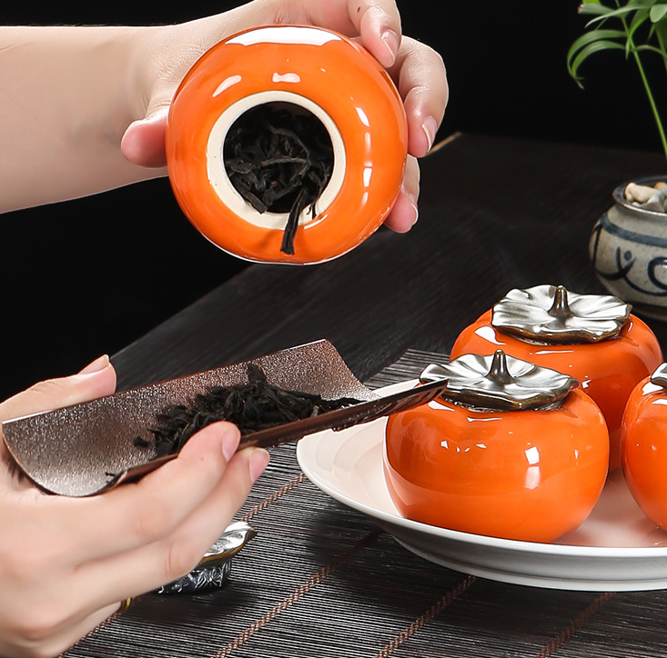 Jingdezhen ceramic persimmon tea pot