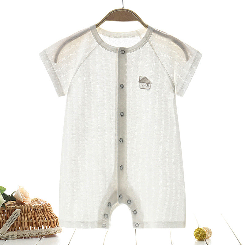 Baby\'s one-piece clothes summer thin men\'s Harbin clothes pure cotton women\'s pajamas summer short sleeve newborn children\'s summer clothes