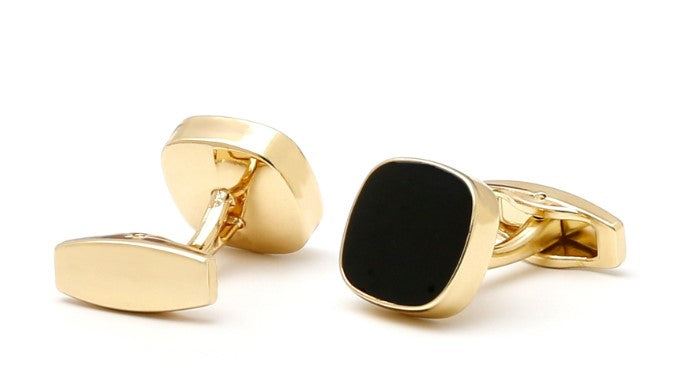 Men's Cufflinks ‘ New Classic Simple Inlaid Black Square Gold Shirt Cufflink Buttons
