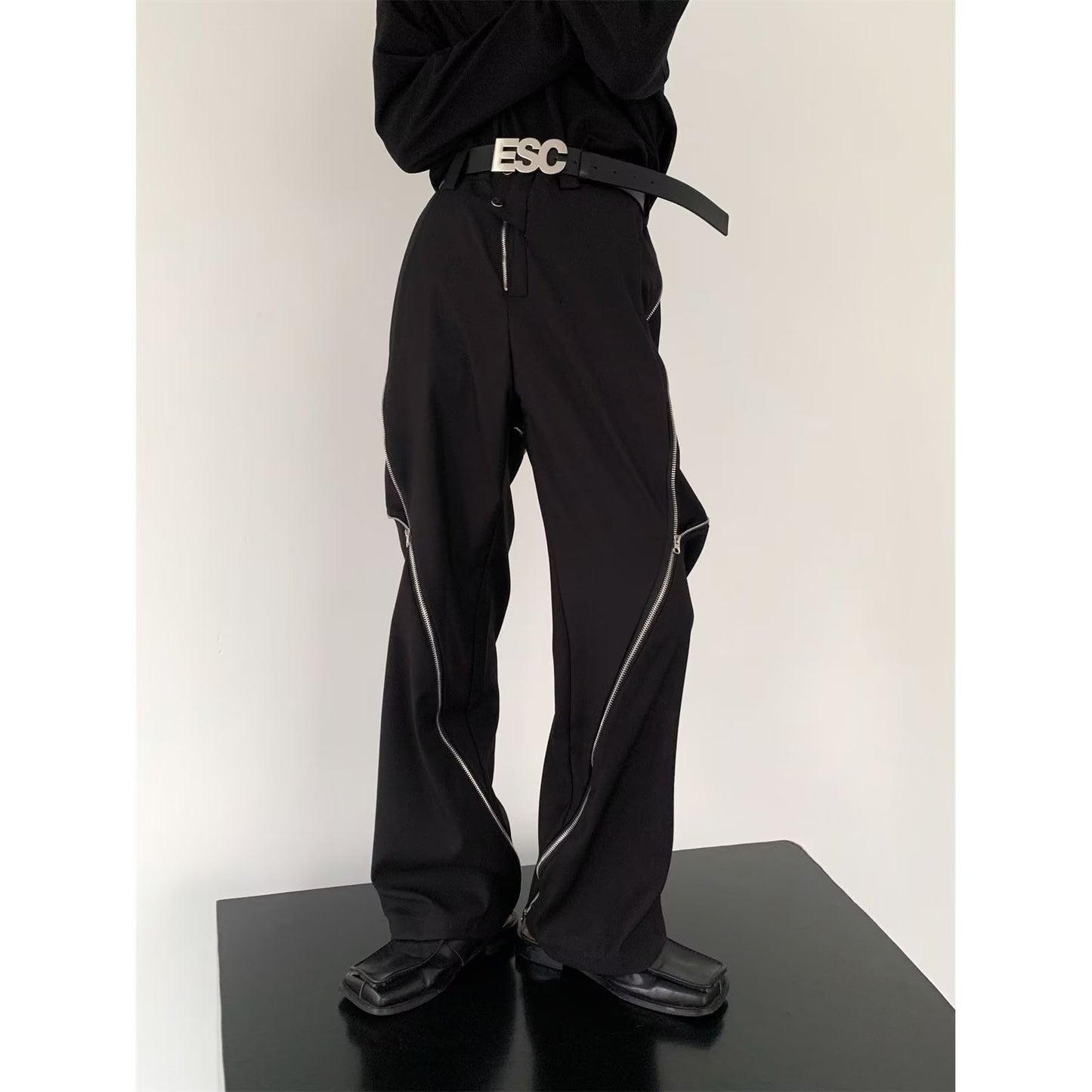 Men's Fashion Zipper Drape Straight Casual Pants