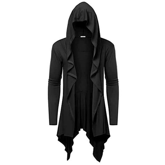 Retro Hooded Coat Long Cardigan Pleated Shawl