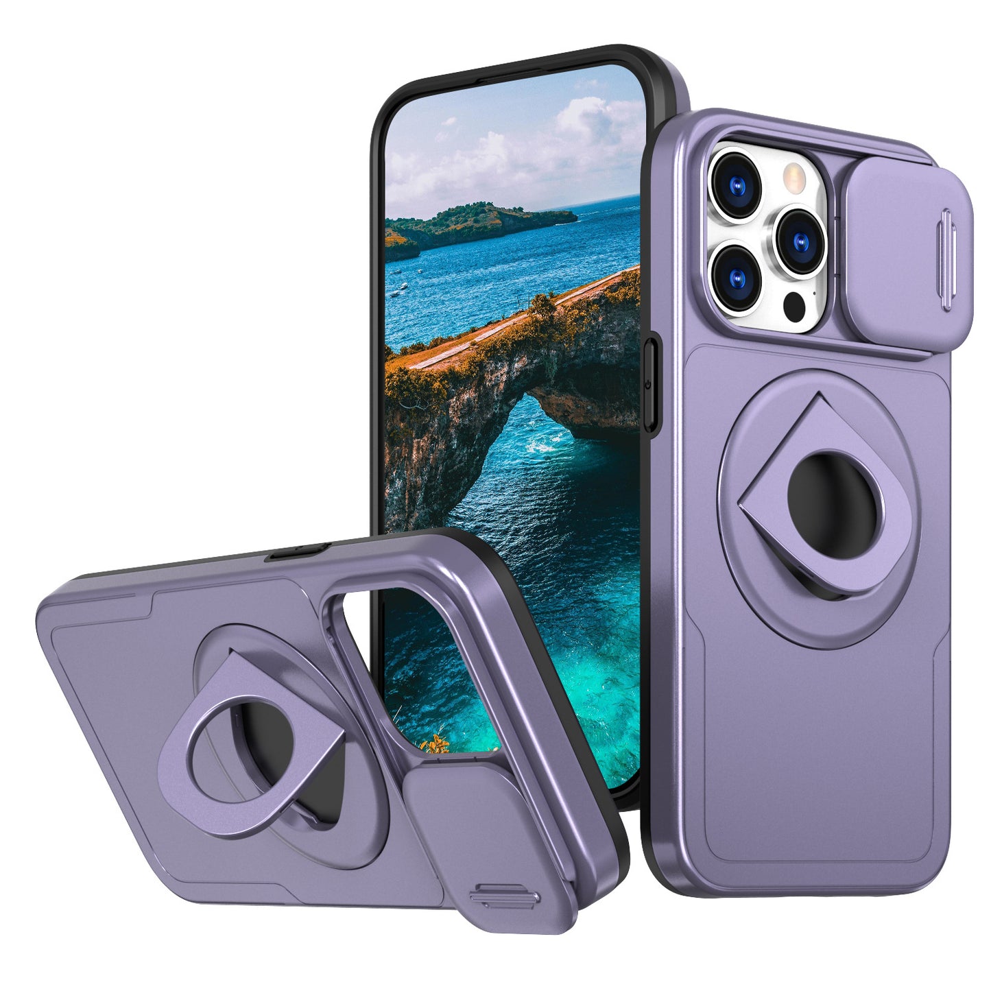 Phone Case Sliding Window Magnetic Ring Rotating Bracket