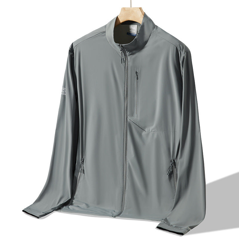 Summer Sun Protective Clothes Men's Stand Collar Outdoor UV-proof Breathable Raw Yarn Sports Jacket Ice Feeling