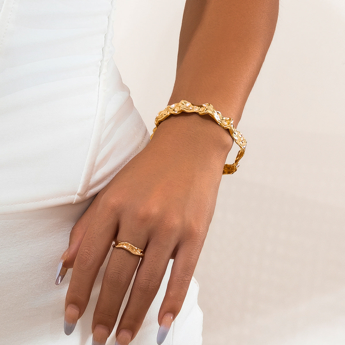 Liquid Irregular Lava Fold Open Bracelet