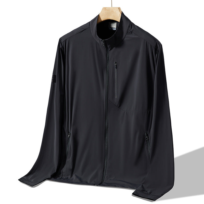 Summer Sun Protective Clothes Men's Stand Collar Outdoor UV-proof Breathable Raw Yarn Sports Jacket Ice Feeling