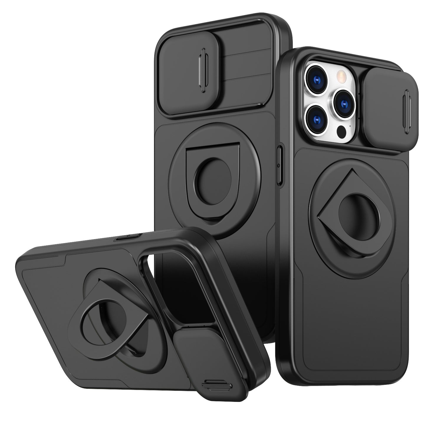 Phone Case Sliding Window Magnetic Ring Rotating Bracket