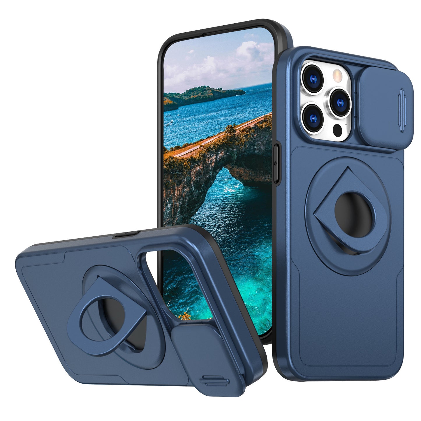 Phone Case Sliding Window Magnetic Ring Rotating Bracket