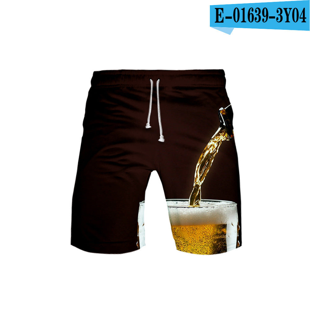 Men's Fashionable Simple 3D Color Printing Breathable Shorts