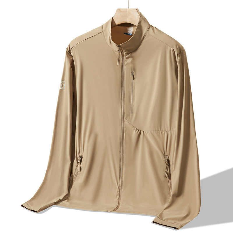 Summer Sun Protective Clothes Men's Stand Collar Outdoor UV-proof Breathable Raw Yarn Sports Jacket Ice Feeling