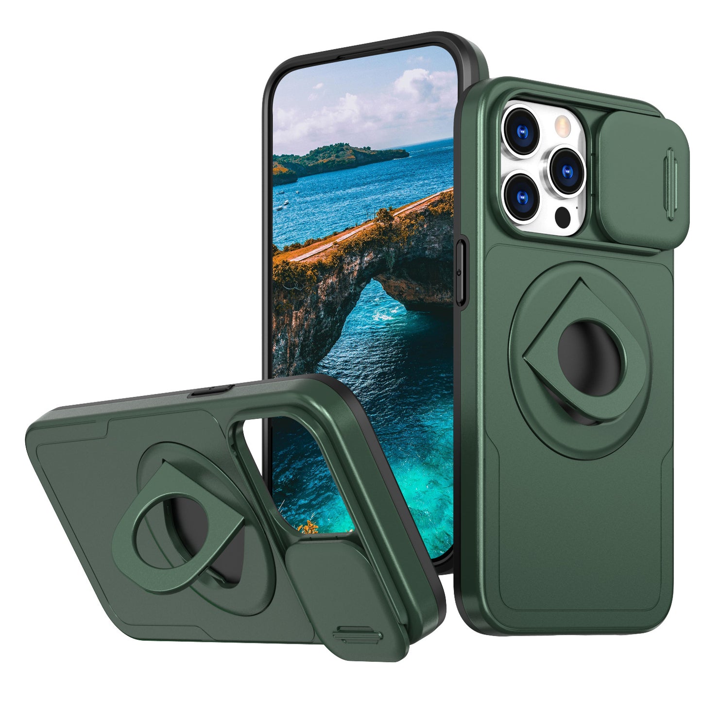 Phone Case Sliding Window Magnetic Ring Rotating Bracket