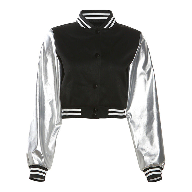 Women's Fashion Embroidery Stitching Slim-fit Baseball Uniform Coat