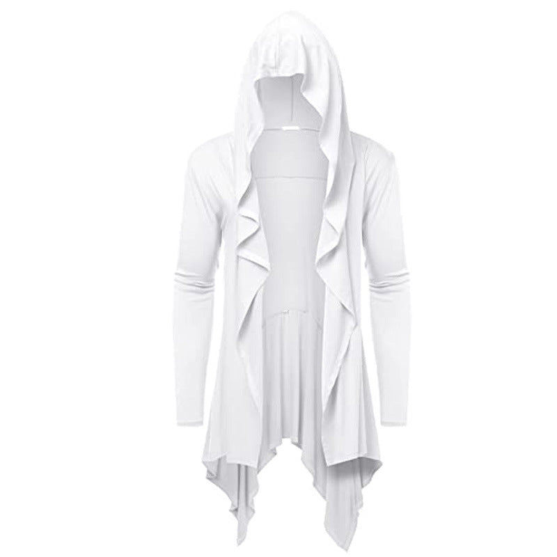 Retro Hooded Coat Long Cardigan Pleated Shawl